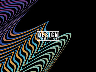 Background Futuristic abstract technology shining rainbow light lines on black background modern wave lines pattern. Vector minimal line background with text for social media covers, headers, etc.