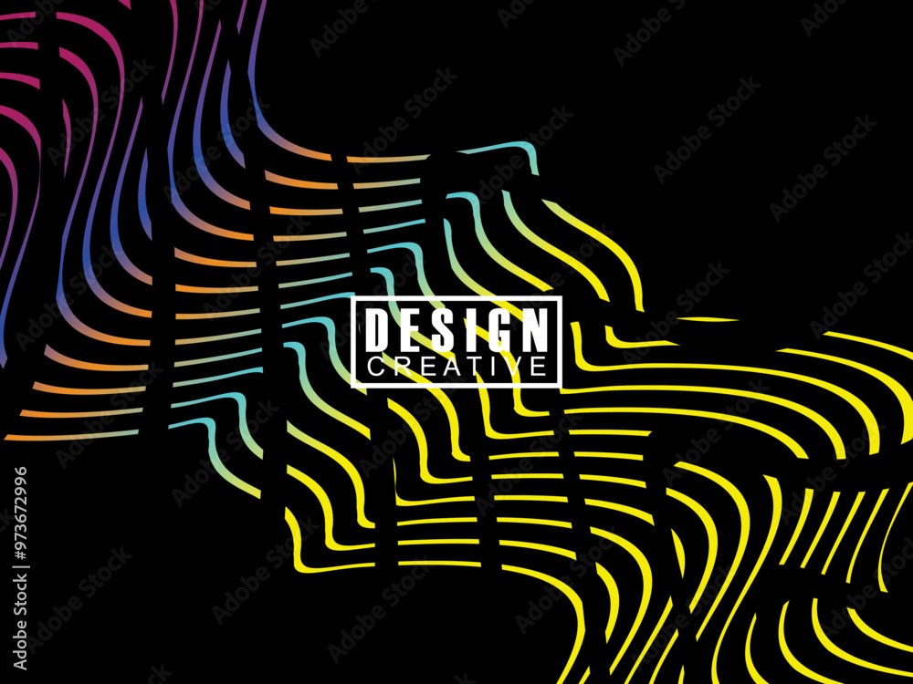 Fototapete background futuristic abstract technology shining rainbow light lines on black background modern wav