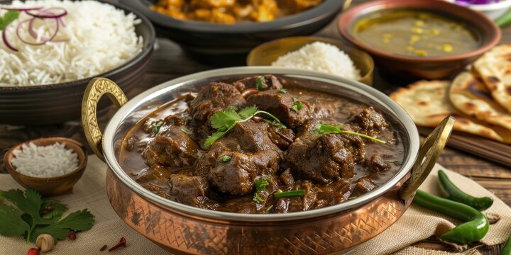 Spicy Beef Fry Curry from Southern Regions Served with Brown Rice, Ghee Rice, Appam, Parotta, and Puttu - A Celebrated Feast Favored by Various Communities