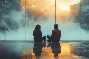 Woman - man coaching wallpaper background for events, workshops, capacity building, conferences png file