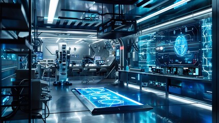 Futuristic Laboratory Interior with Advanced Technology