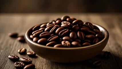  Aromatic coffee beans in a rustic bowl