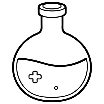 recommend clip art: medicine flask outline coloring book page line art drawing