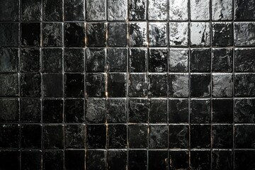 Black Glossy Square Tile Wall