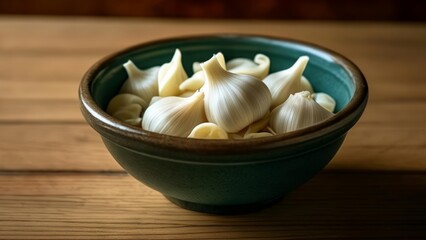  Fresh garlic bulbs in a bowl ready to be used in cooking