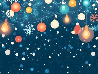 Fototapeta premium A festive display of colorful lights and ornaments creating a magical winter atmosphere, perfect for holiday celebrations.