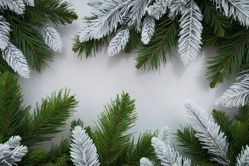 Obraz premium Isolated Lush White Pine Boughs on Clear Surface for Festive Graphic Design and Photography Enhancement
