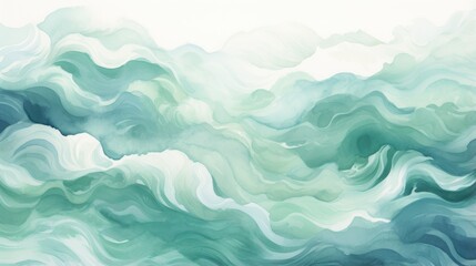 Obraz premium An abstract representation of flowing waves in shades of green and blue, evoking a sense of tranquility and movement.