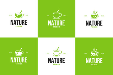 Set collection vector tea with cup and spoon logo design illustration idea