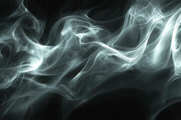 Abstract Swirling White Smoke on Black Background
