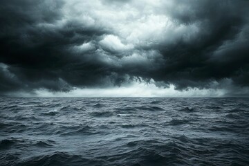 Dark, Stormy Clouds Over a Rough Sea