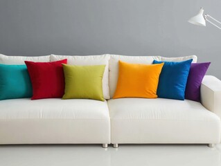 Naklejka premium Minimalist Interior with Colorful Sofa
