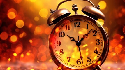 Vintage Alarm Clock with Warm Bokeh Background