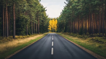 Fototapeta premium A road with a tree in the middle of it
