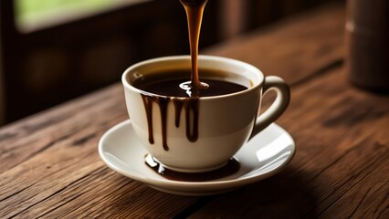 Obraz premium A moment of indulgence Hot chocolate with a drizzle of caramel