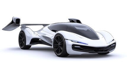Fototapeta premium A futuristic white sports car concept highlights innovative design and aerodynamic perfection.