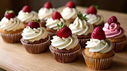  Deliciously tempting cupcakes with fresh strawberries and whipped cream