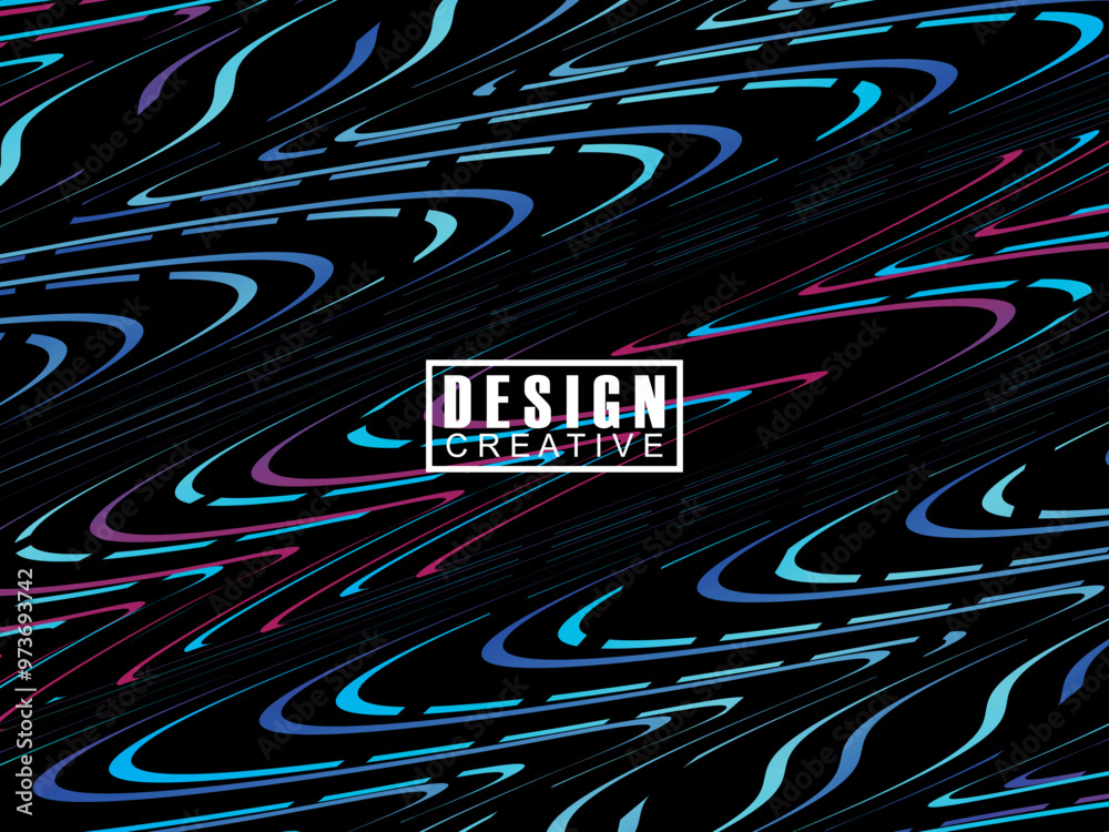 Fototapete background futuristic abstract technology shining rainbow light lines on black background modern wav