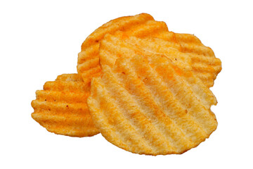 Closeup potato chips isolated transparent