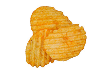 Closeup potato chips isolated transparent