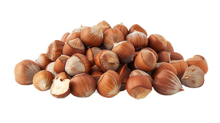 Fototapeta premium A pile of shelled hazelnuts with a transparent background.