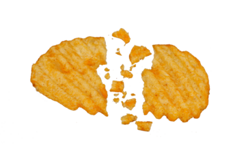 Broken potato chips isolated transparent