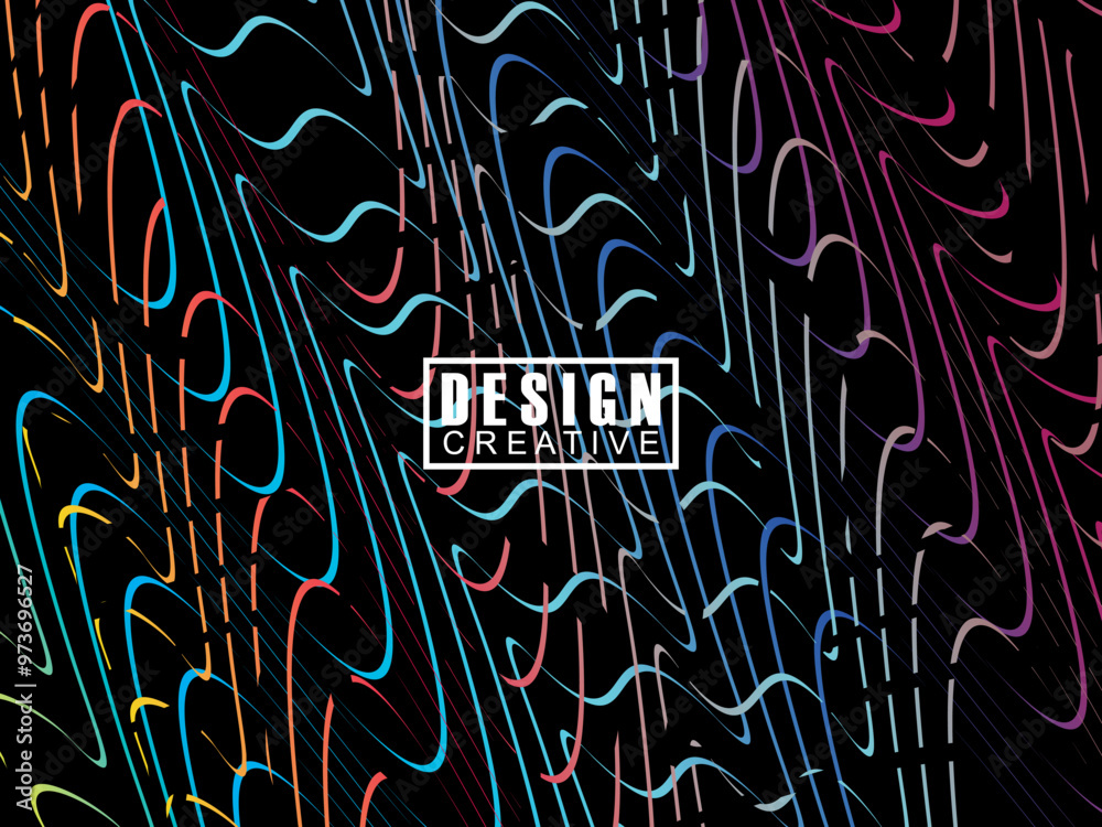 Fototapete background futuristic abstract technology shining rainbow light lines on black background modern wav
