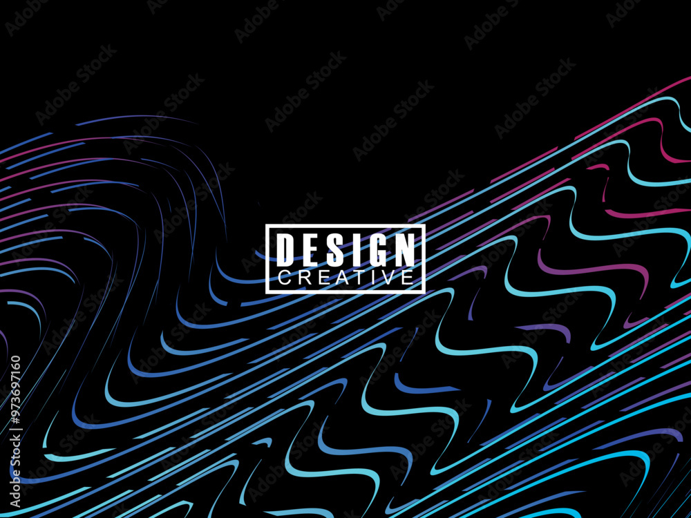 Fototapete background futuristic abstract technology shining rainbow light lines on black background modern wav