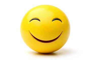 Fototapeta premium A bright yellow smiling face with closed eyes and a wide, toothy grin, conveying happiness, joy, and contentment,