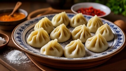  Delicious dumplings ready to be steamed