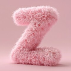 Pink fluffy letter Z on a pink background.