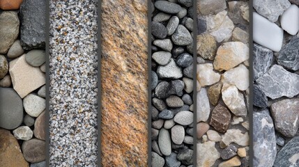 A collage of various types of rock textures and patterns, including smooth, rough, and layered surfaces.