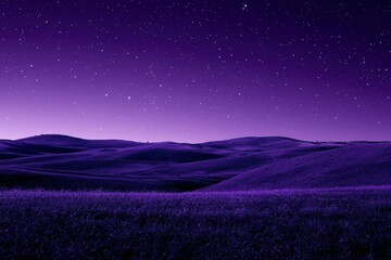 Naklejka premium Starry Night Over Purple Rolling Hills