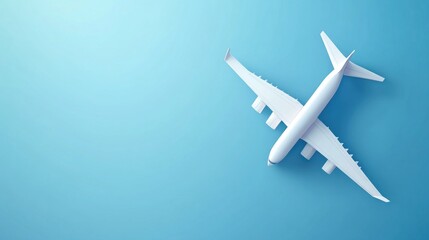 Fototapeta premium White Airplane Model on a Blue Background.