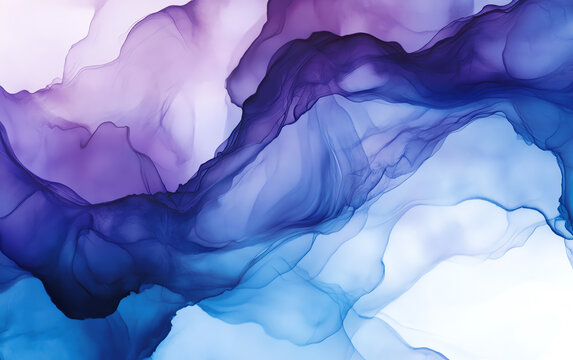 An elegant abstract illustration featuring flowing layers of purple and blue hues, providing a serene and artistic backdrop.
