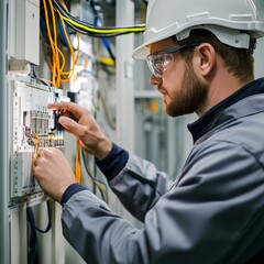 Engineer testing electrical products for safety and compliance, electrical testing, product safety validation