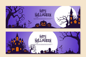 flat design halloween banner free