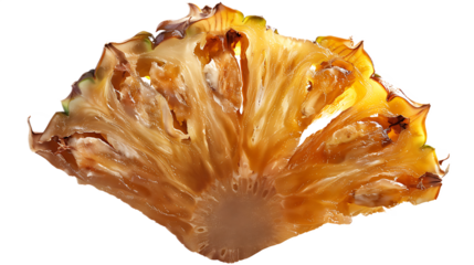 A single dried pineapple chunk with a transparent background.