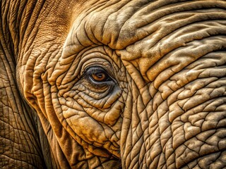 A close-up of a worn, aged, and wrinkly elephant skin texture with deep creases and folds, showcasing the