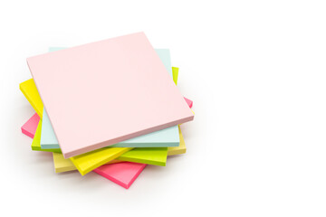 Blank colorful sticky note isolated on white background. Copy space.