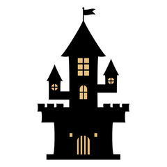 ハロウィンのお城シルエット イラスト素材