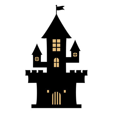 recommend clip art: ハロウィンのお城シルエット イラスト素材