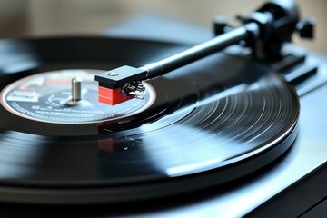 Close-up of a Turntable Needle on a Vinyl Record