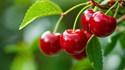  Deliciously ripe cherries ready for picking