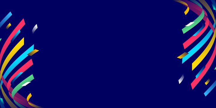 Colorful confetti celebration background on dark blue background. Abstract background with colorful confetti for sports events, festival, celebration or carnival