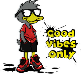 Cartoon duck t-shirt and sticker