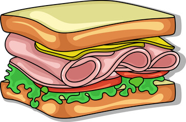 Sandwich design illustration for t-shirt, sticker.