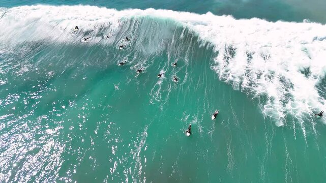 top view of a wave on a beach in Raglan, New Zealand