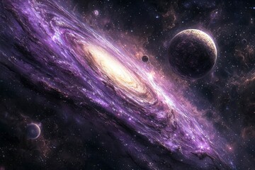 A Purple Galaxy with a Bright Core and Multiple Planets