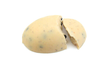 Chocolate egg candies isolated on white background